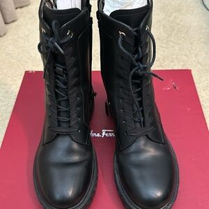 Salvatore Ferragamo black leather short boots